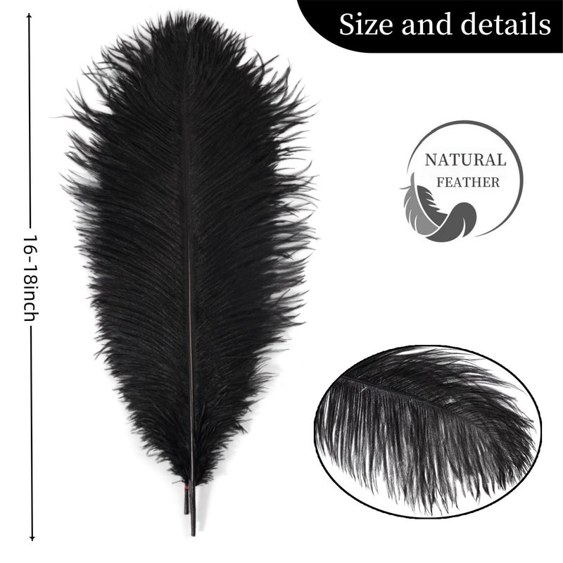 Shekyeon 16-18inch Gold Ostrich Feathers DIY Craft Large Feather for Wedding Party Centerpicecs Flower Arrangement and Easter Gatsbi Decortion Pack of 10 - Image 3